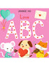 Colorful illustration of animals celebrating love with balloons, music, and the title "Love ABC" by Jannie Ho.