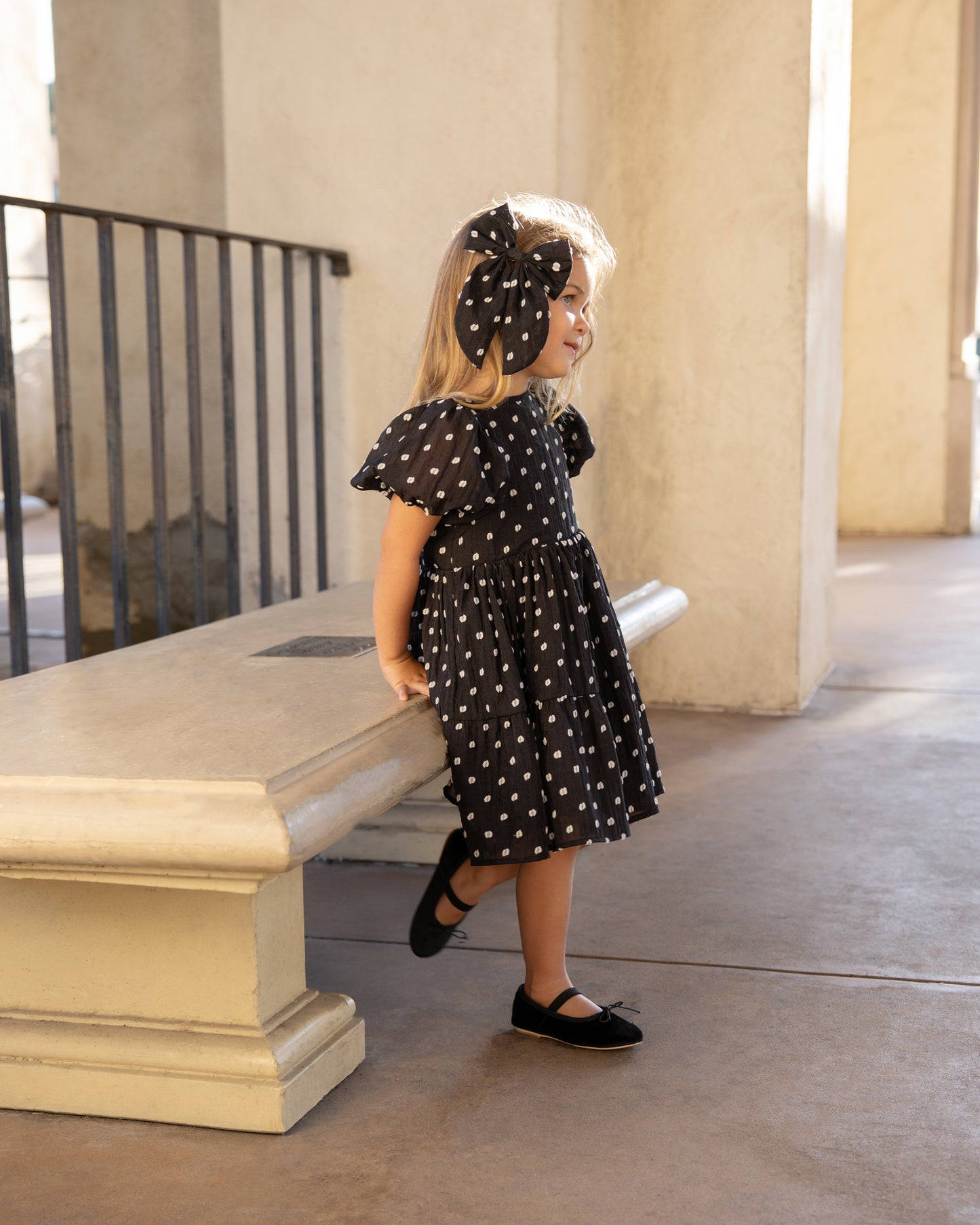 Chloe Dress, Black & Ivory Dot