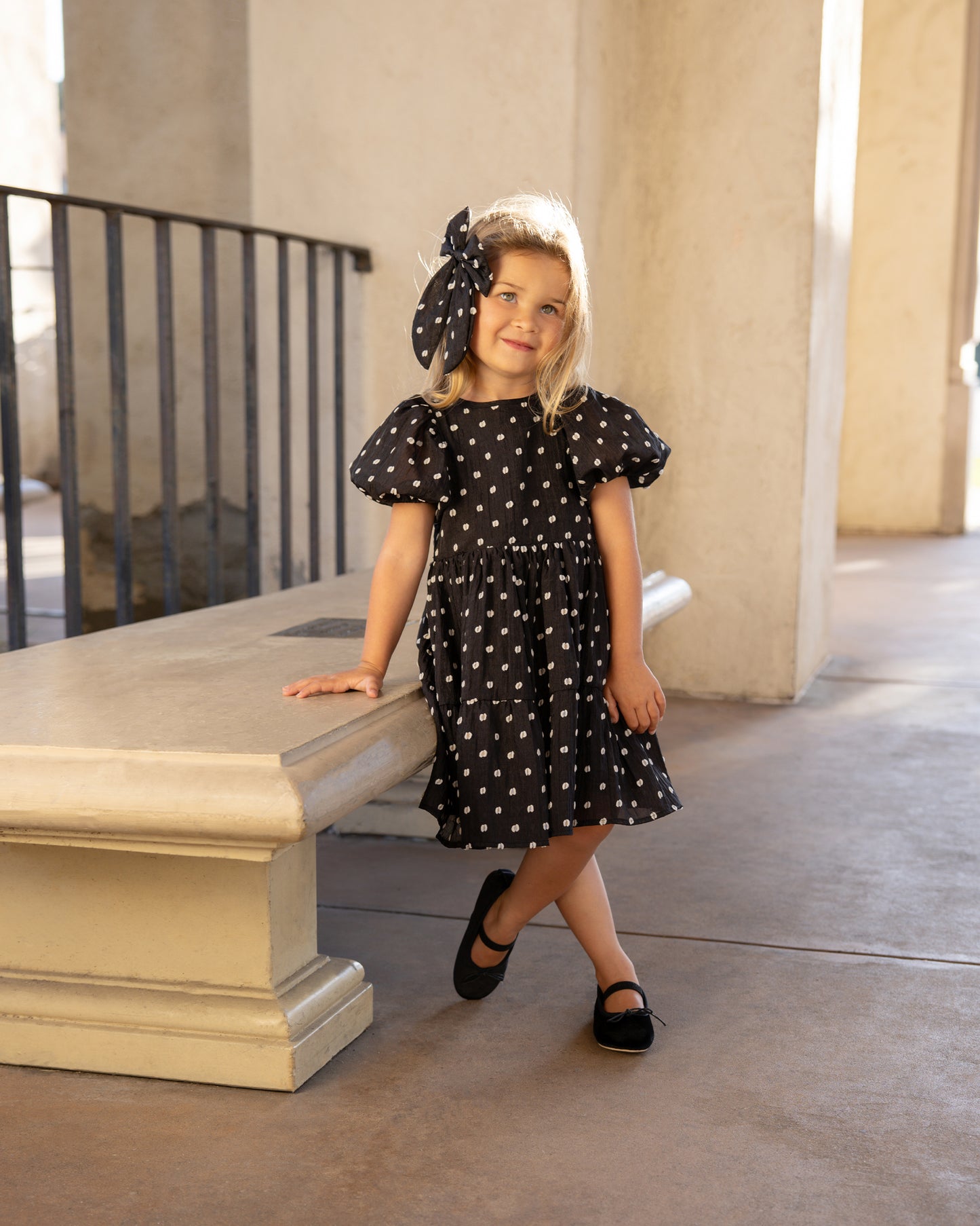 Chloe Dress, Black & Ivory Dot