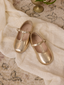 T-Strap Ballet Flats, Gold Metallic