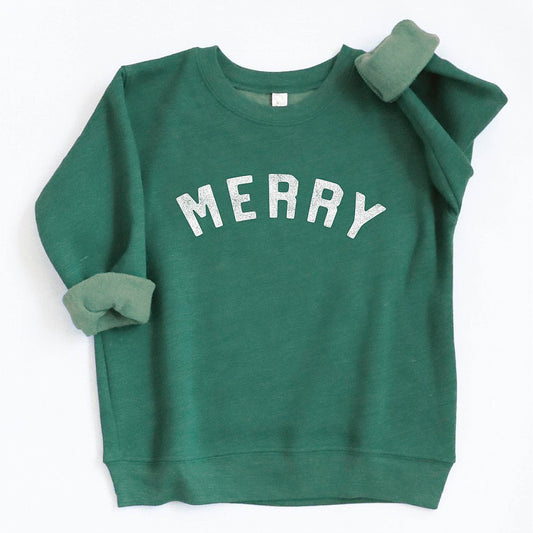 Merry Toddler Graphic Sweatshirt, Heather Forest