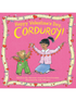 A girl and a bear celebrate Valentine's Day, holding a garland of hearts from the book "Happy Valentine's Day, Corduroy!"