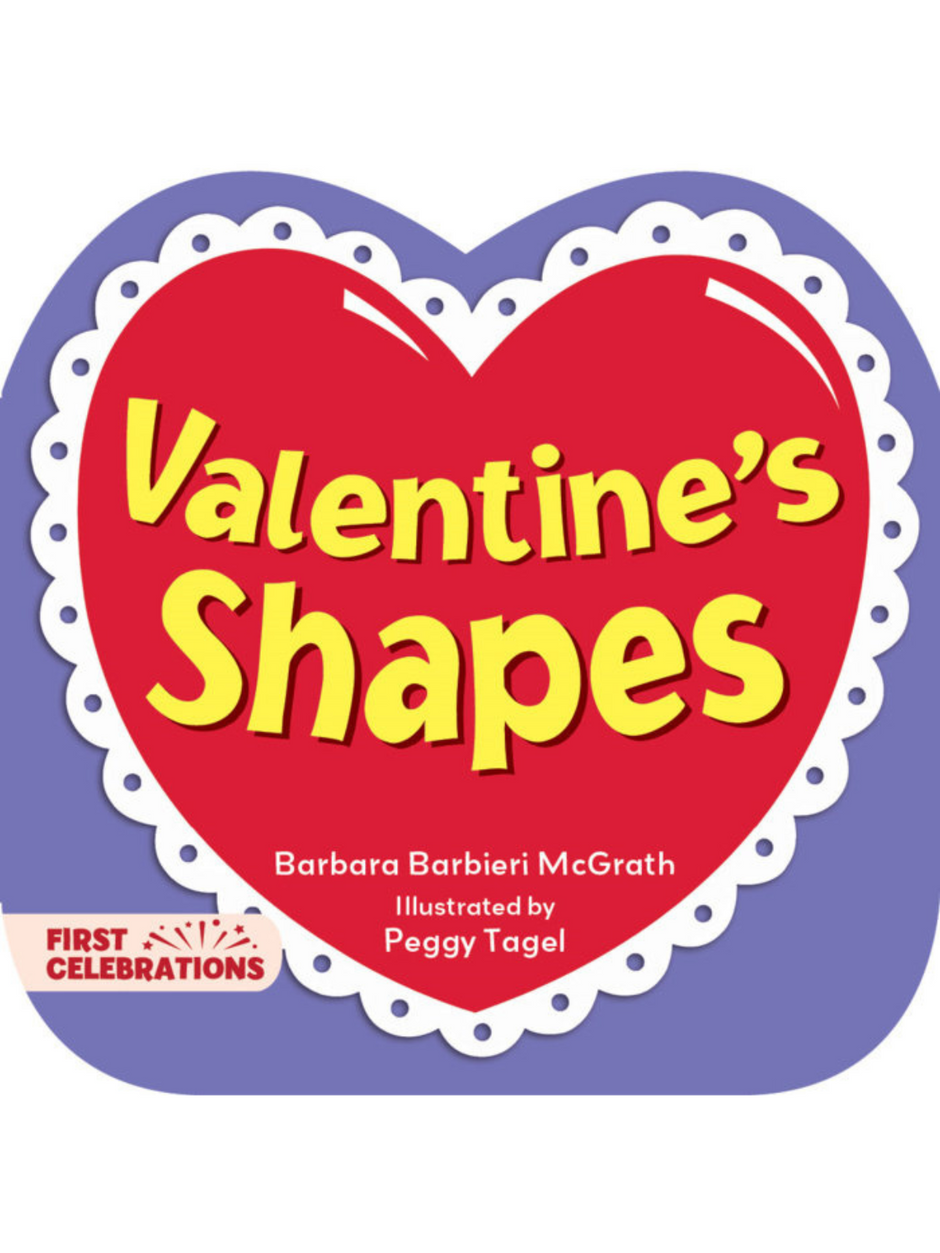 Cover of "Valentine's Shapes" by Barbara Barbieri McGrath, featuring a heart and playful text design.