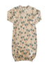 Baby sleep sack featuring a palm tree print on a light background, soft fabric, and snap closure design.