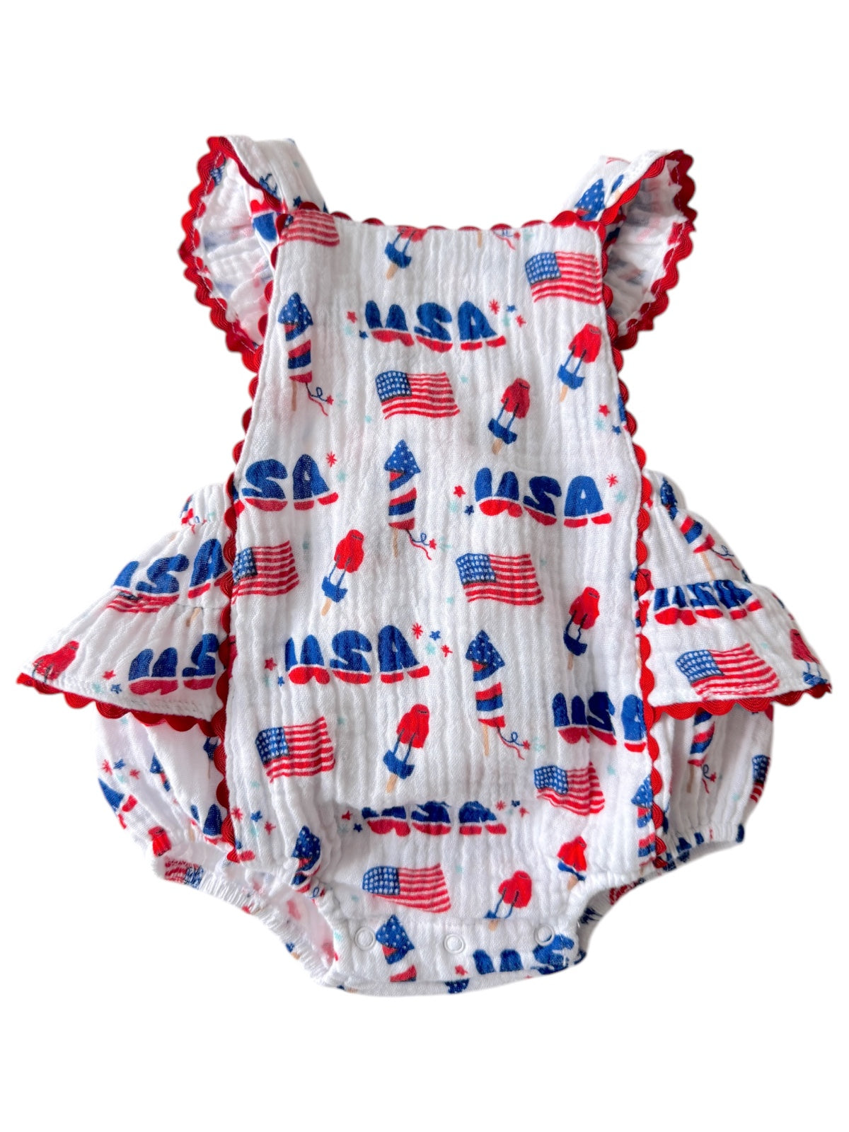 Gingham Cherries / Muslin Ruffle Sunsuit