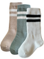 3-Pack Tube Socks, Latte/Sage/White/Black Stripe