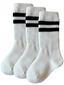 3-Pack Tube Socks, White/Black Stripe