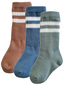 3-Pack Tube Socks, Mocha/French Blue/Sage Stripe