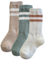 3-Pack Tube Socks, Latte/Sage/White/Mocha Stripe