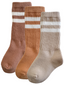 3-Pack Tube Socks, Mocha/Cafe/Latte Stripe