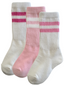 3-Pack Tube Socks, White/Cerise/Soft Pink/White/Carnation Stripe