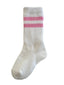 Tube Socks, White/Carnation Stripe