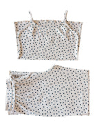 Cotton sleep set featuring a sleeveless top and matching shorts, both with a star pattern on a cream background.