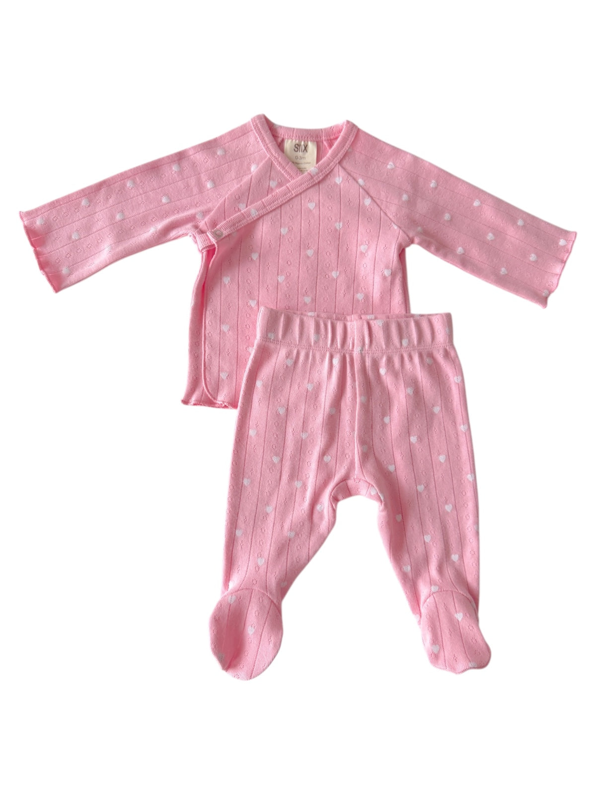 Pink with White Heart Organic Pointelle Newborn Set – SpearmintLOVE