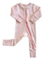 Pink Stripe / Organic Ribbed 2-Way Zip Romper