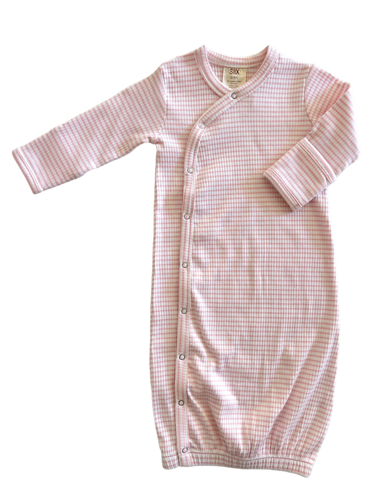 Pink Stripe / Organic Ribbed Gown