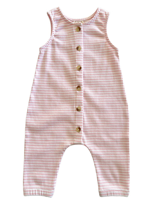 Pink Stripe / Organic Ribbed Bay Jumpsuit