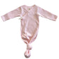Pink Stripe / Organic Ribbed Kimono Knot Gown