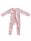 Pink Stripe / Organic Ribbed 2-Way Zip Romper