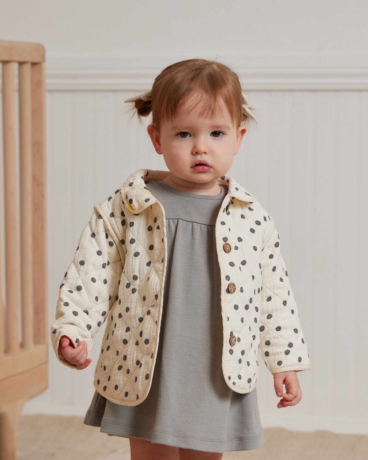 Organic Quilted Jacket, Navy Dot