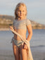 Rylee & Cru Cropped Rashguard Swimsuit Set, Eucalyptus Check