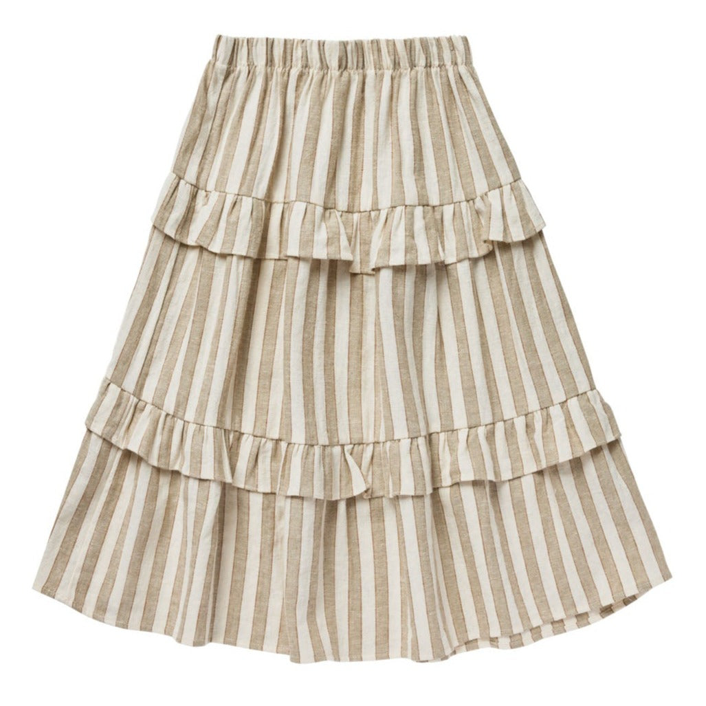 Rylee & Cru Ruffled Midi Skirt, Autumn Stripe