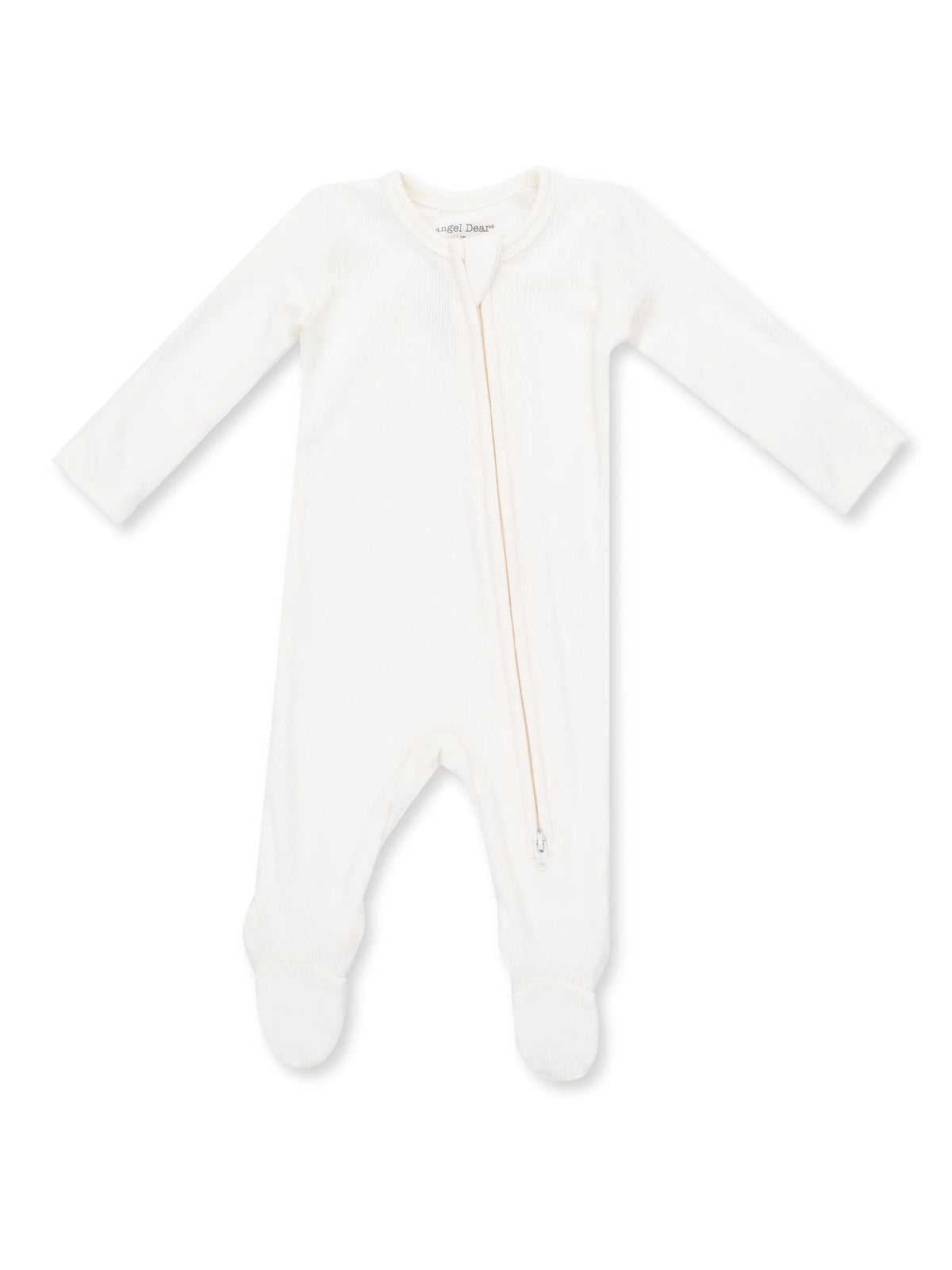 Ribbed 2-Way Zip Footie, Snow White