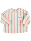 Round Collared Shirt, White & Red Stripes