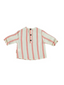 Round Collared Shirt, White & Red Stripes