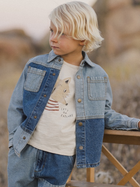 RYLEE + CRU DENIM SHORT SLEEVE OVERSHIRT main image 0