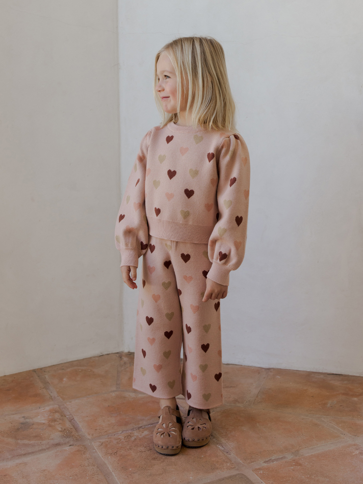 Rylee + Cru Jacquard Knit Set - Ruby Hearts