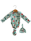 Organic Waffle Knotted Gown & Hat Set, Festive Firs