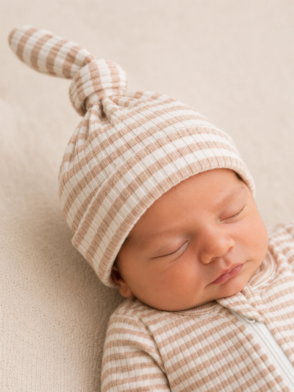 Tan Stripe / Ribbed Beanie