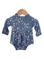 Long Sleeve Skirted Bodysuit, Blue Kisses