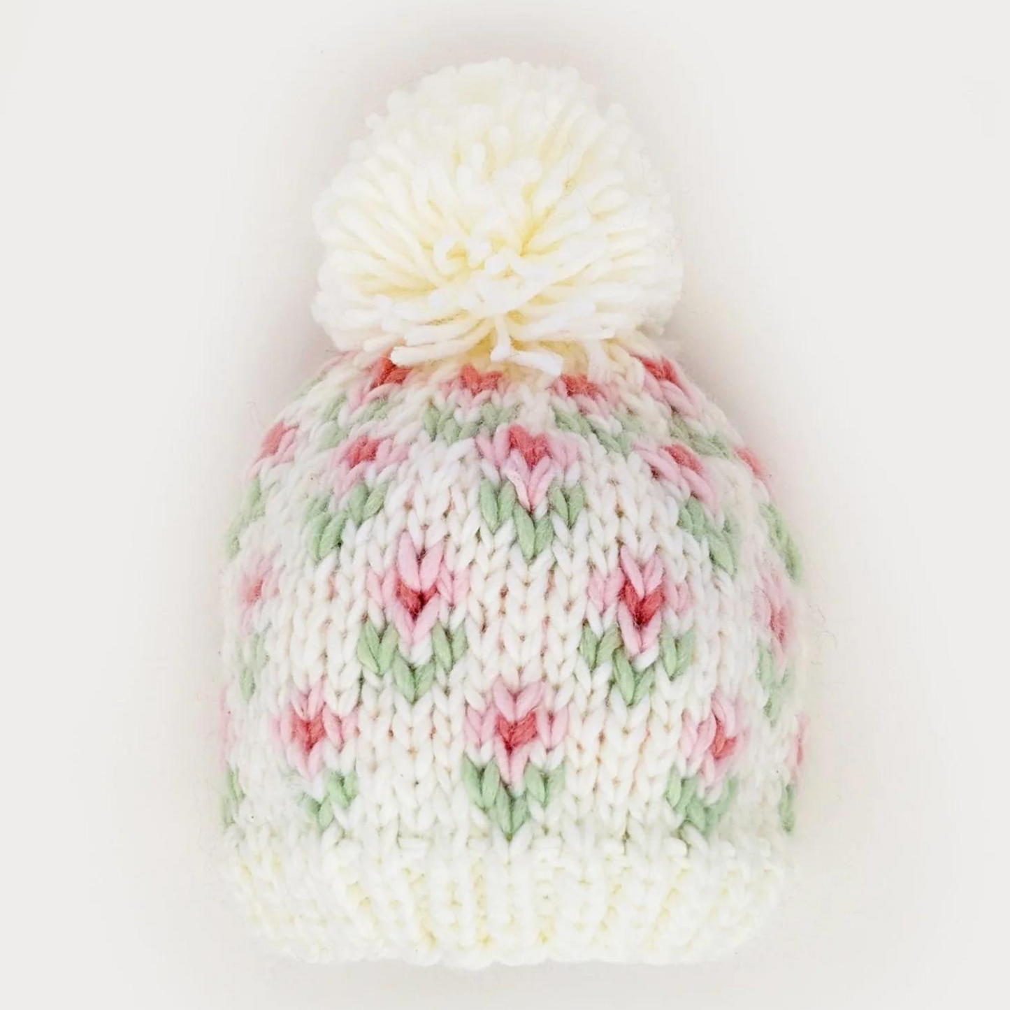 Bitty Blooms Knit Pom Hat, Blush