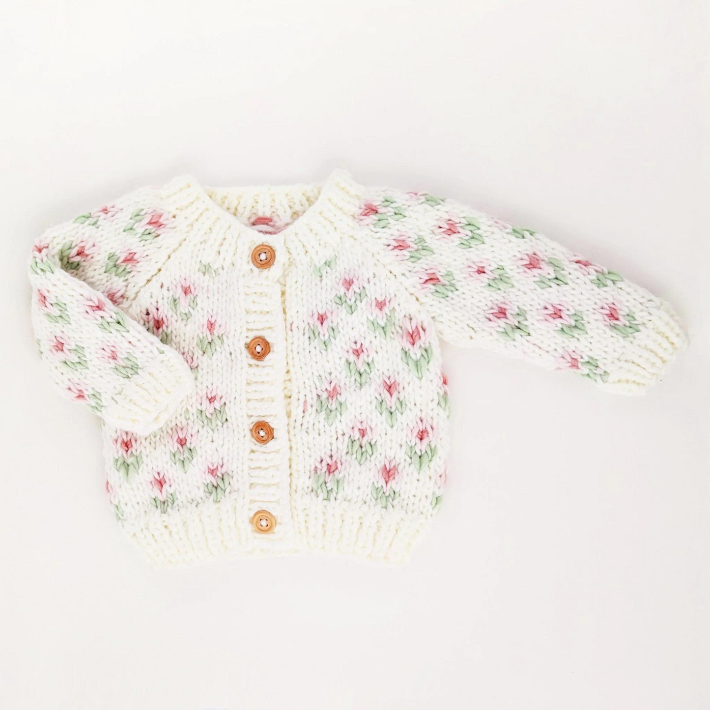 Bitty Blooms Cardigan Knit Sweater, Blush