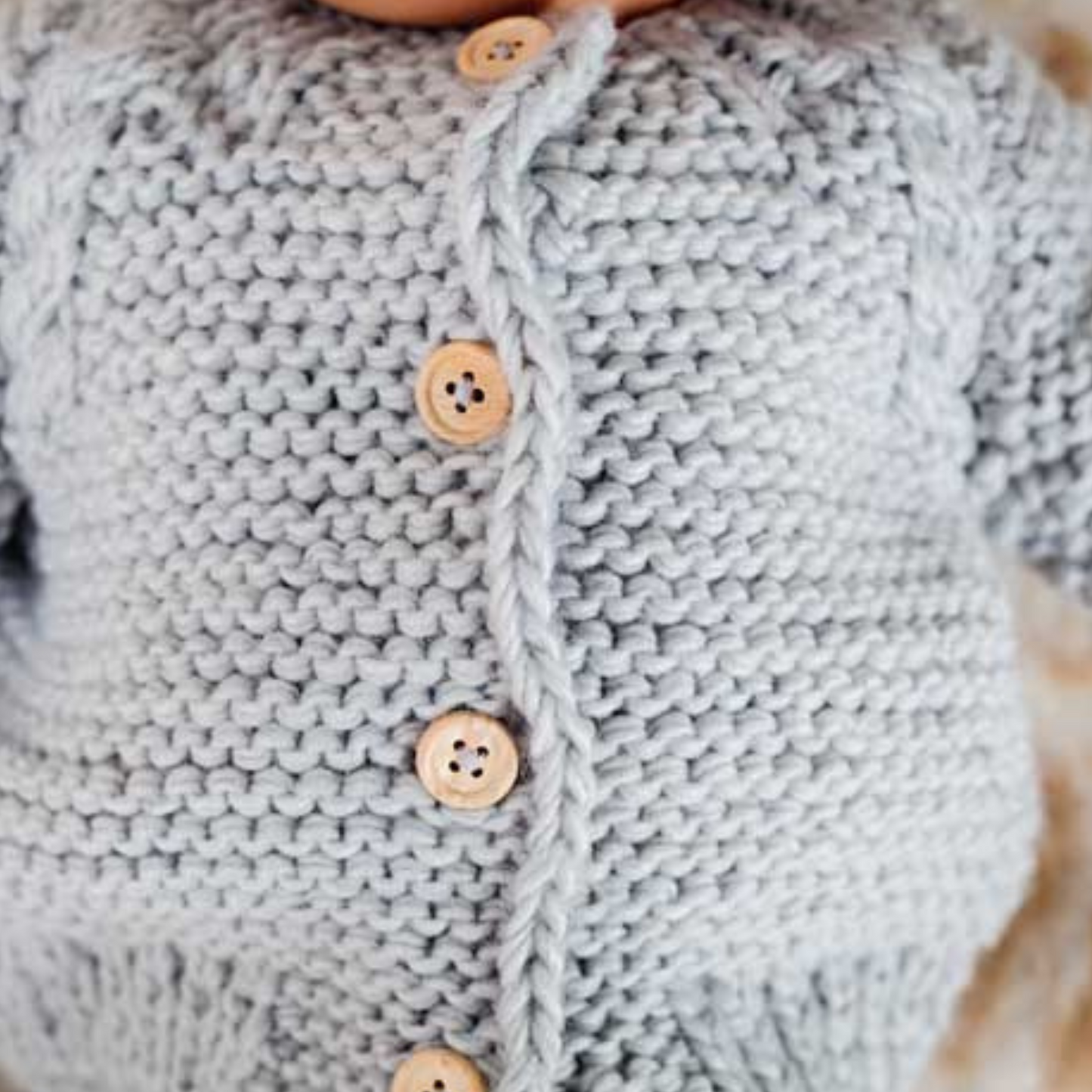 Garter Stitch Cardigan Sweater, Ice Grey