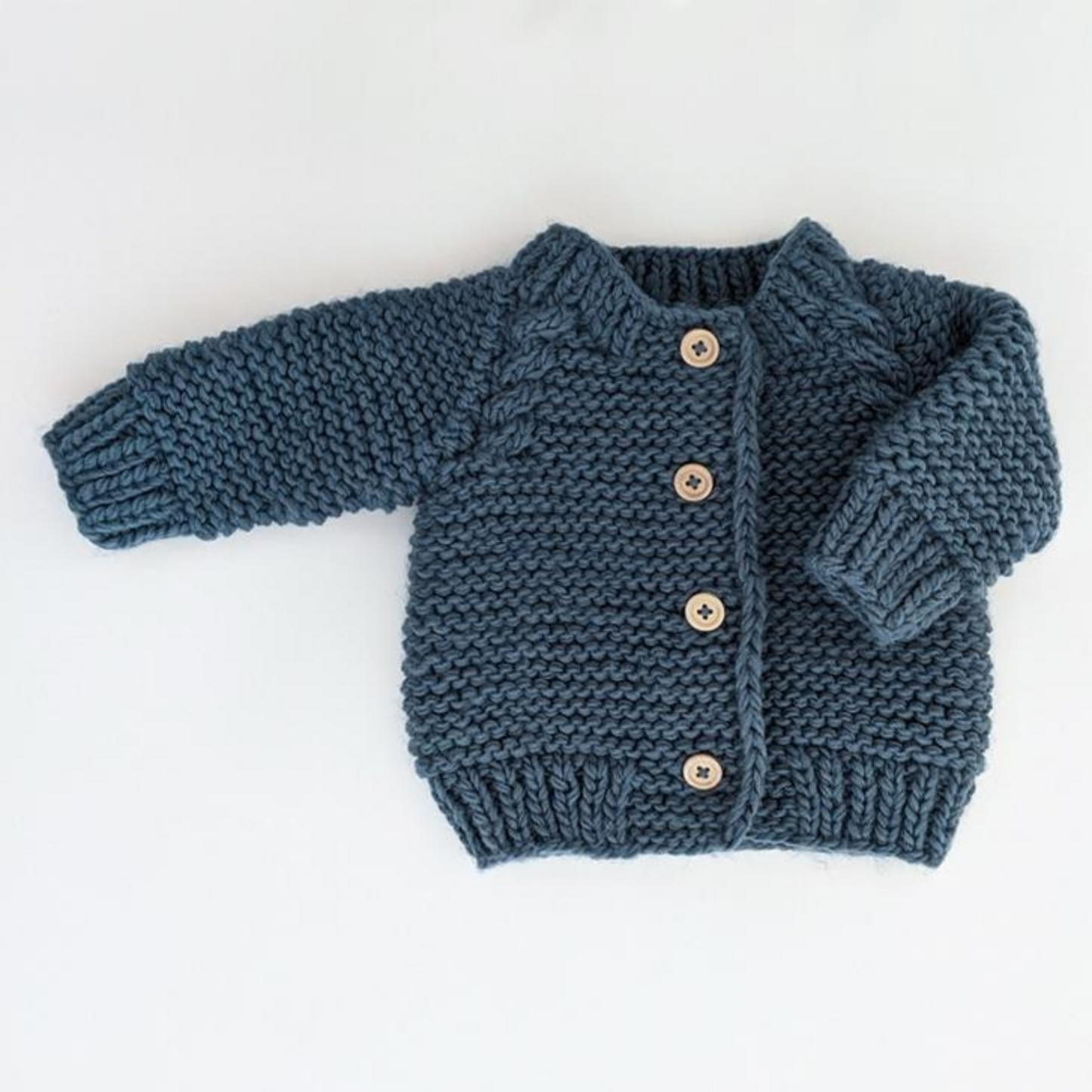 Garter Stitch Cardigan Sweater, Slate