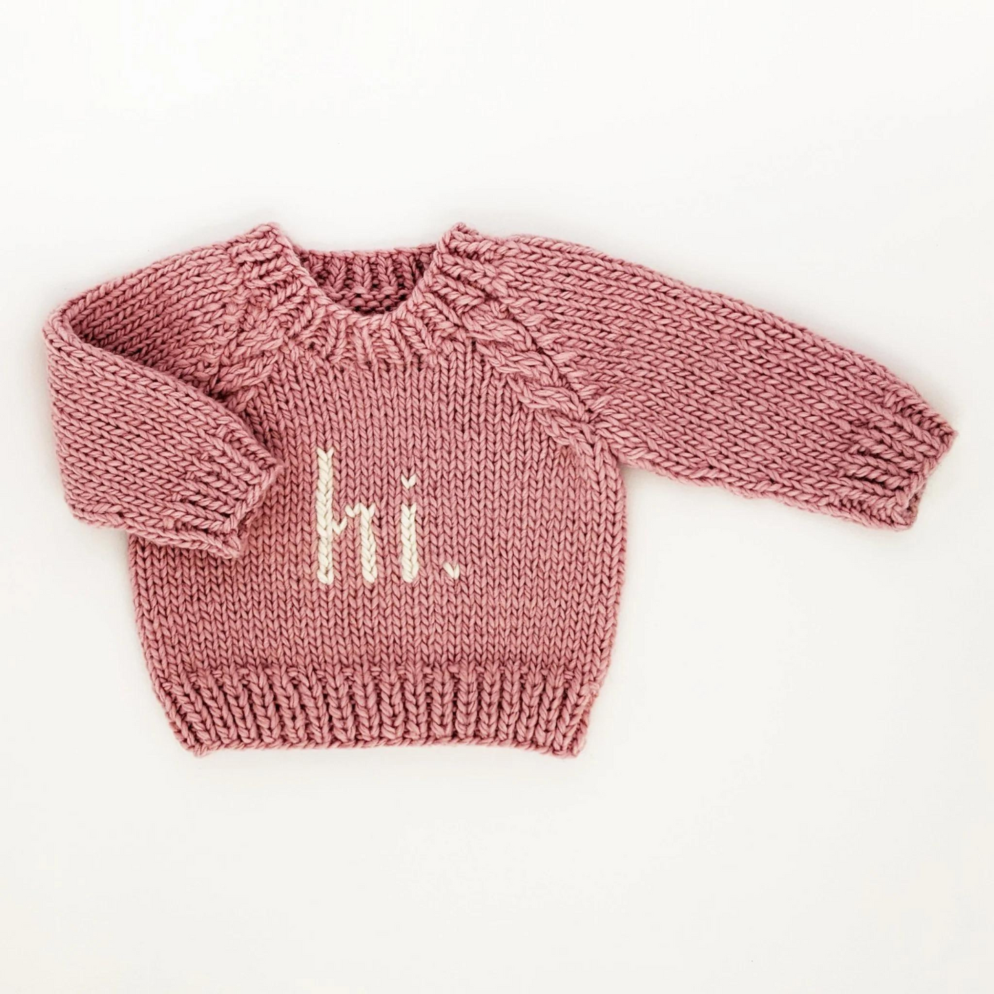 Hi. Crew Neck Knit Sweater, Rosy