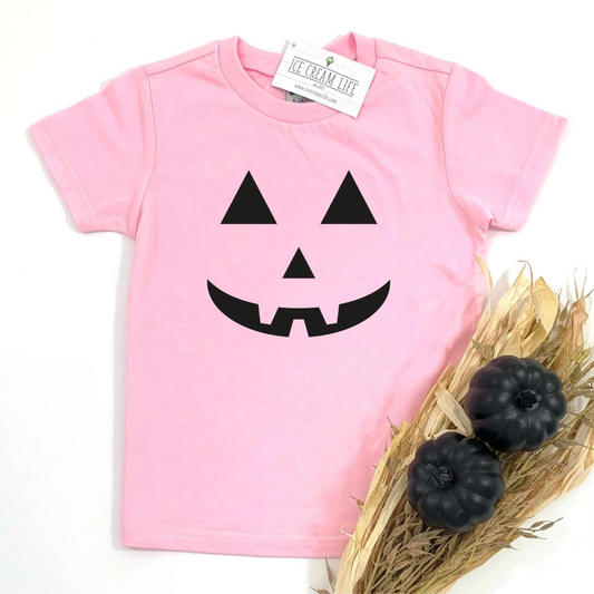 Jack-O-Lantern Halloween Kid's Graphic Tee, Pink