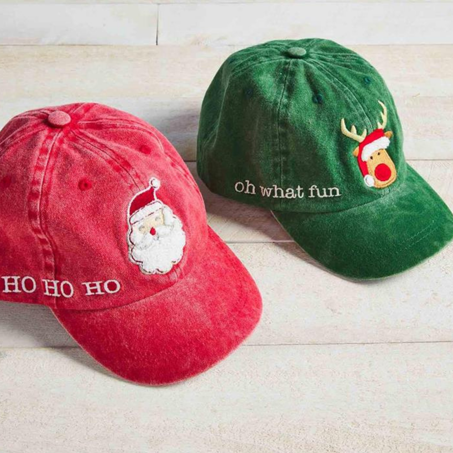 Kid's Christmas Baseball Hat, Reindeer Green