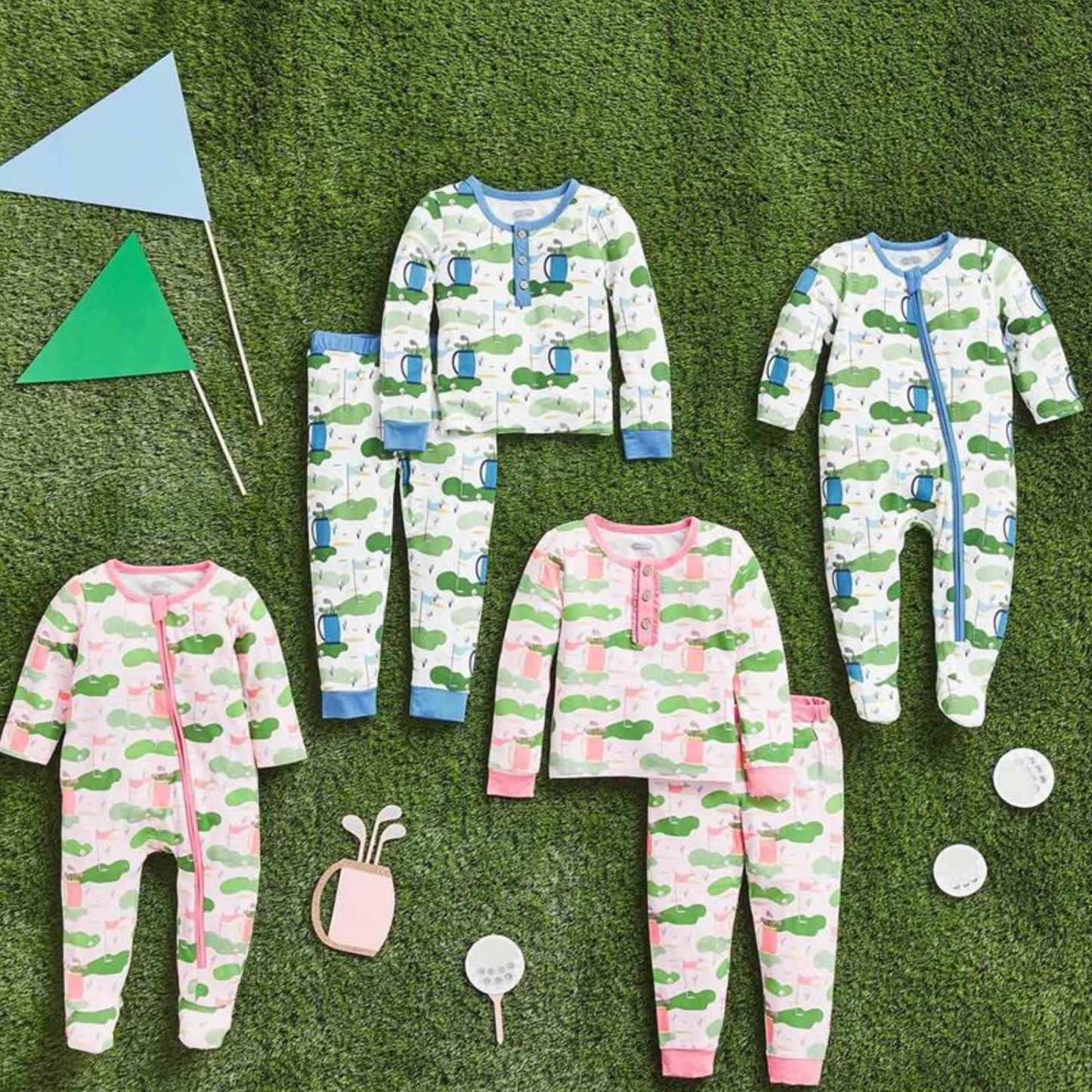 2-Piece Pajama Set, Pink Golf