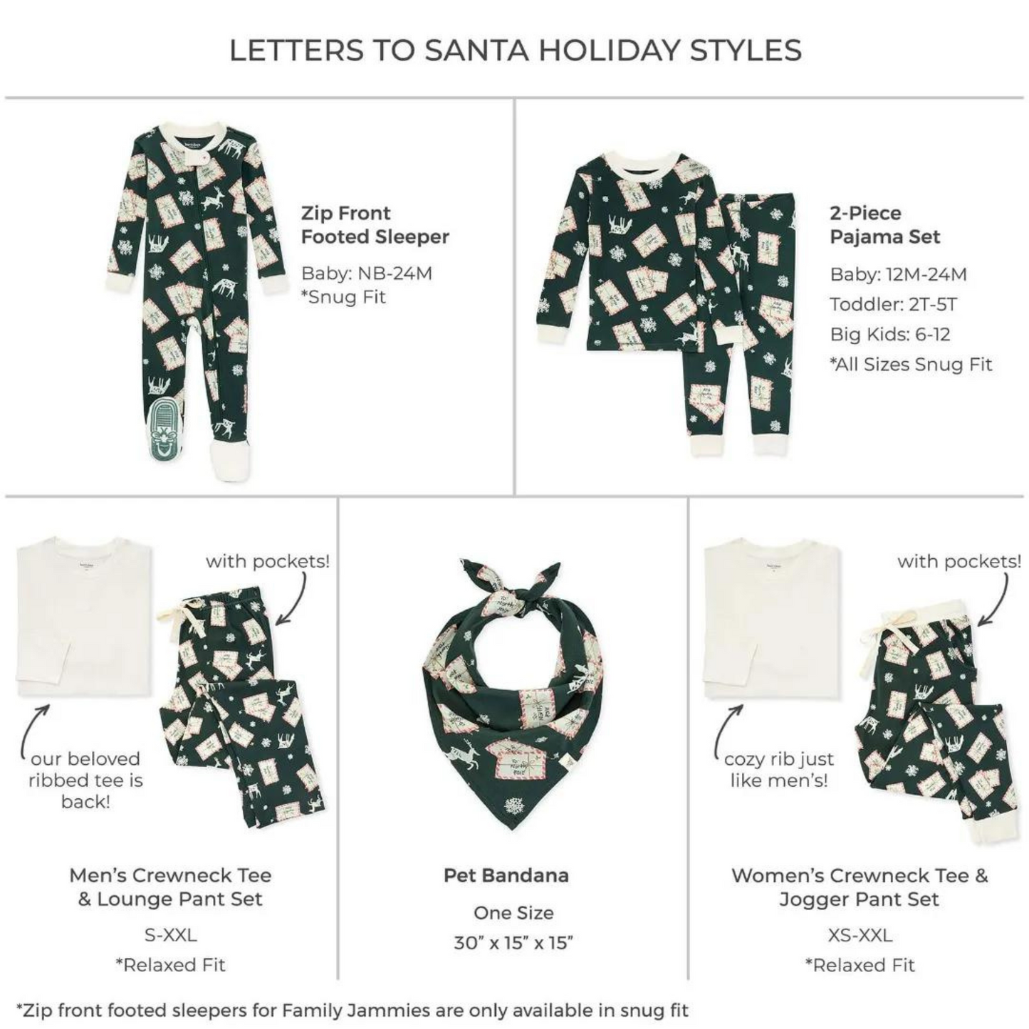 Adult Men's Tee & Lounge Pant Pajama Set, Letters To Santa