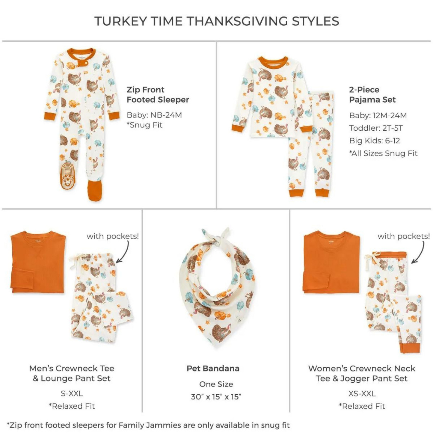 Organic 2-Piece Pajama Set, Turkey Time