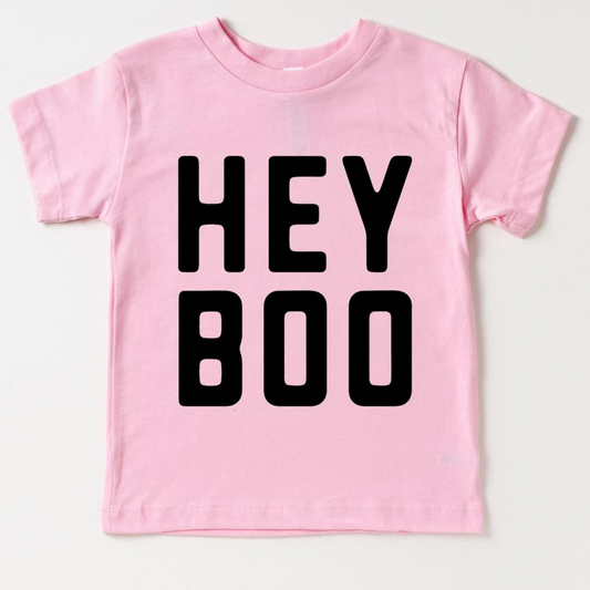 Kid's Graphic Short Sleeve Tee, Hey Boo / Pink