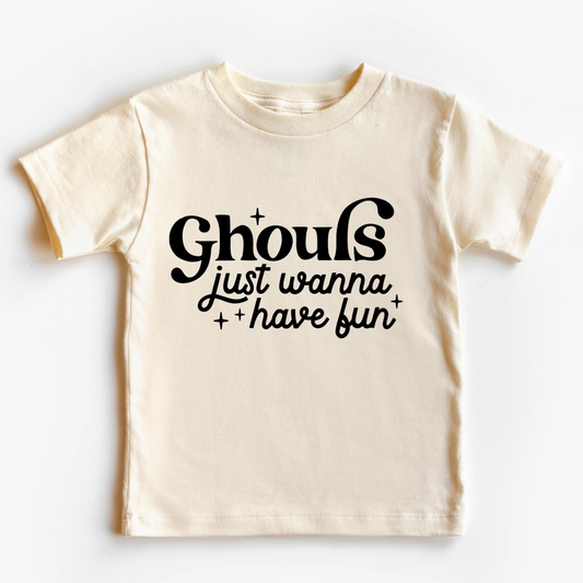 Kid's Graphic Short Sleeve Tee, Ghouls Just Want To Have Fun / Natural