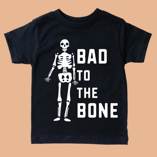 Kid's Graphic Short Sleeve Tee, Bad To The Bone / Black