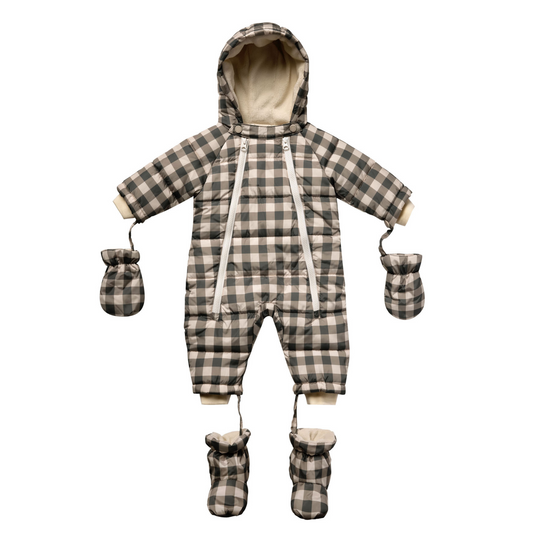Rylee & Cru Snow Puffer Suit, Charcoal Check