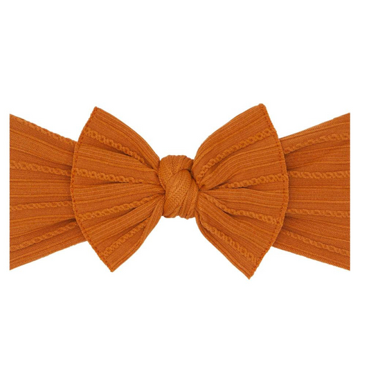 Cable Knit Knot Bow, Pumpkin