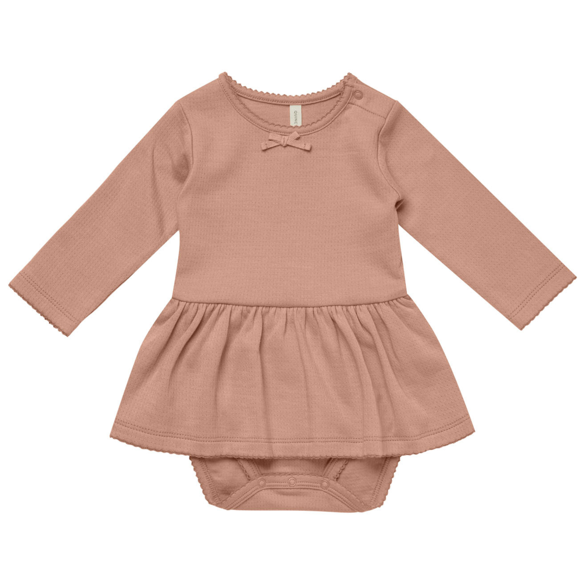 Organic Pointelle Skirted Bodysuit, Rose SpearmintLOVE
